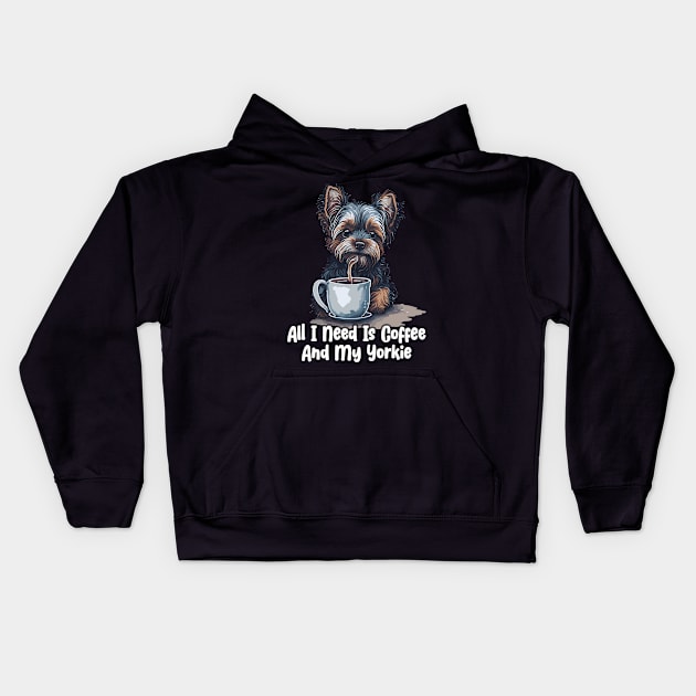 All I Need Is Coffee And My Yorkie Kids Hoodie by star trek fanart and more